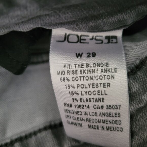 Joes Jeans Womens Size 29 Skinny Mid Rise Gray Denim Pants Raw Cutoff Hems - Picture 6 of 6